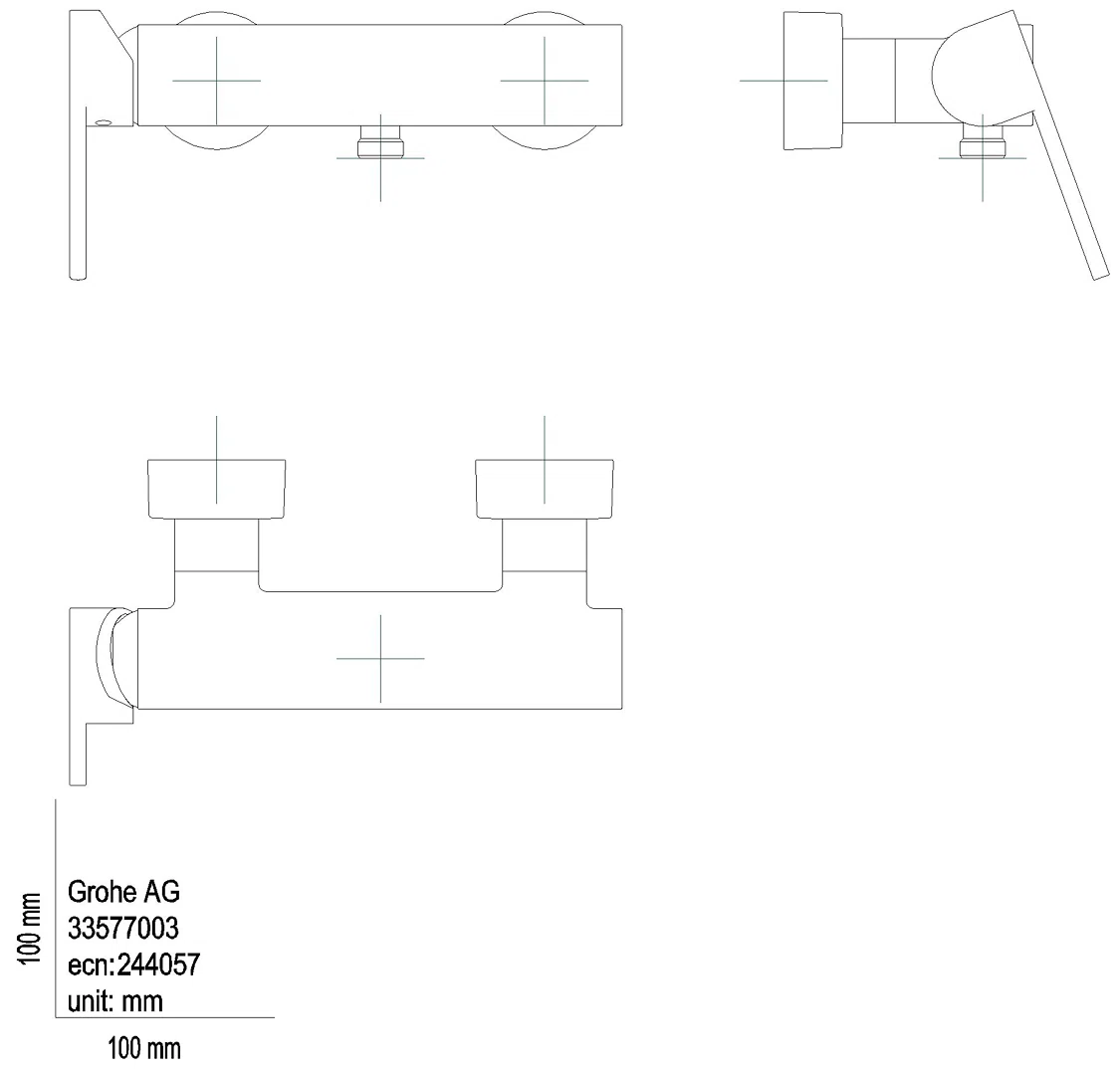 GROHE EH-Brausebatterie Plus 33577_3 Wandmontage hard graphite gebürstet