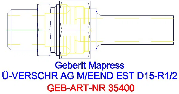 GE Mapress Edelstahl Übergangsverschr. mit AG und Einschubende d15-R1/2_35400_G