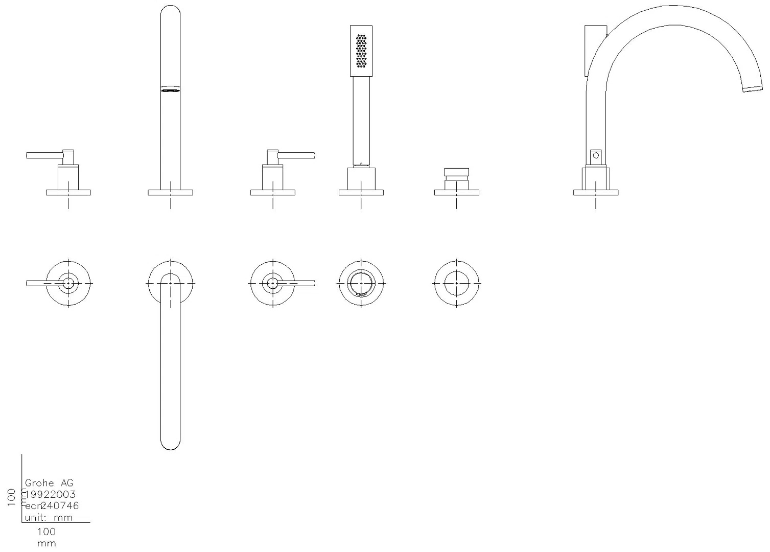 GROHE 5-Loch-Wannen-Kombination Atrio 29407 FMS Hebelgriff warm sunset geb.