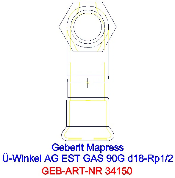 GE Mapress Edelstahl Übergangswinkel 90Gr mit AG (Gas) d18-R1/2_34150_L
