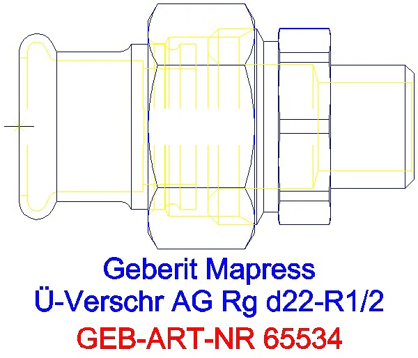 GE Mapress Kupfer Übergangsverschraubung mit AG Rg d22-R1/2_65534_A
