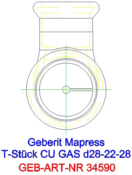 GE Mapress Kupfer T-Stück reduziert (Gas) d28-22-28_34590_L