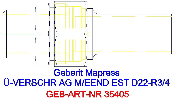 GE Mapress Edelstahl Übergangsverschr. mit AG und Einschubende d22-R3/4_35405_G