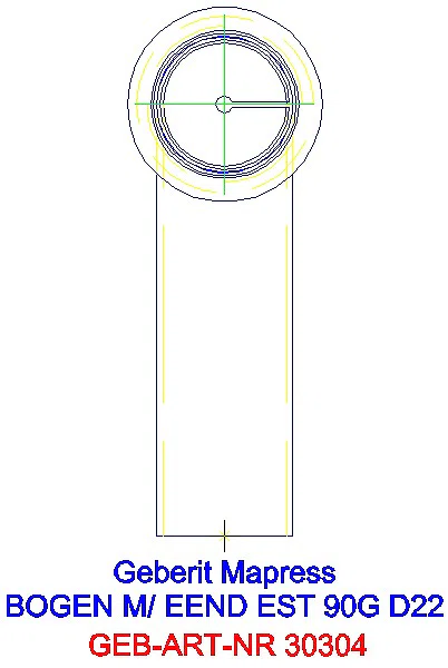GE Mapress Edelstahl Bogen 90Gr d22 mit Einschubende_30304_L