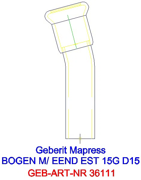 GE Mapress Edelstahl Bogen 15Gr d15 mit Einschubende_36111_A
