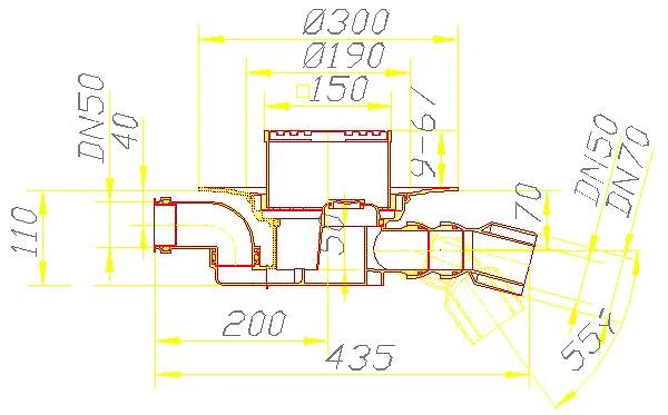DALLMER Bodenablauf 55 KE, DN 50/DN 70, 150 x 150 mm