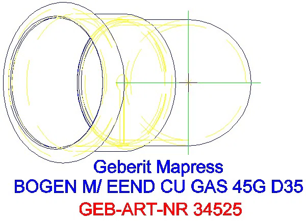 GE Mapress Kupfer Bogen 45Gr mit Einschubende (Gas) d35_34525_G
