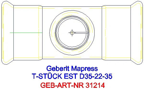 GE Mapress Edelstahl T-Stück reduziert d35-22-35_31214_G