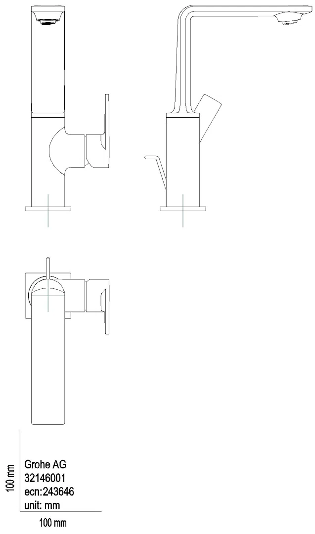 GROHE EH-WT-Batterie Allure 32146_1 L-Size hard graphite gebürstet