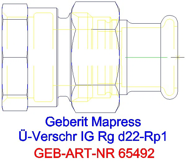 GE Mapress Kupfer Übergangsverschraubung mit IG Rg d22-Rp1_65492_A