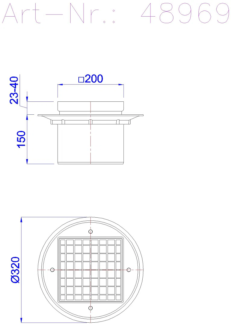 KESSEL-Aufsatzstück Variofix System 200, Gitterrost, V2A, L 15