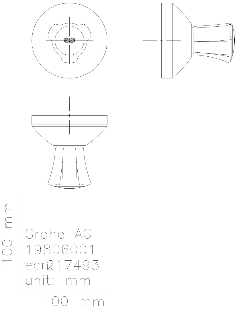 GROHE UP-Ventil Oberbau Costa 19806_1 Mark. blau Einbautiefe 20-200 mm chrom