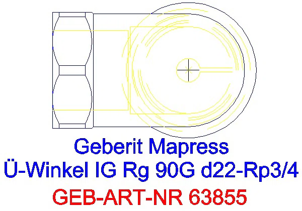 GE Mapress Kupfer Übergangswinkel 90Gr mit IG Rg d22-Rp3/4_63855_G