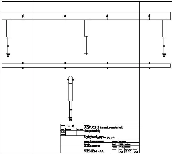 Armatureneinh., Edst., doppelreihig, 8 Waschplätze, 3200 mm, Wasserans un., AQFU0242
