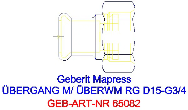 GE Mapress Kupfer Übergang mit Überwurfmutter Rg d15-G3/4_65082_A