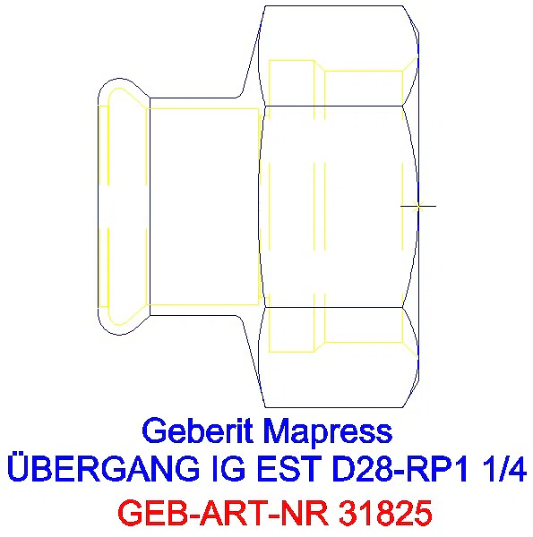GE Mapress Edelstahl Übergang mit IG d28-Rp1 1/4_31825_G