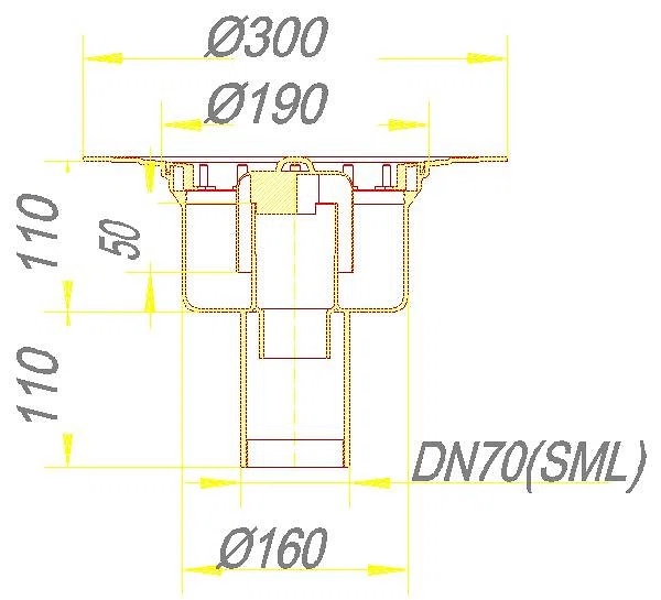 DALLMER Ablaufgehäuse 61 GA, DN 70 SML