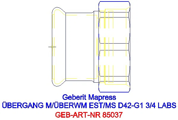 GE Mapress Edelstahl Übergang mit Überwurfmutter (LABS-frei) d42-G1 3/4_85037_A