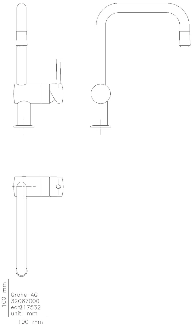 GROHE EH-Spültischbatterie Minta 32067 U-Auslauf auszb. Mousseur chrom