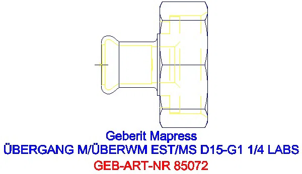 GE Mapress Edelstahl Übergang mit Überwurfmutter (LABS-frei) d15-G1 1/4_85072_A