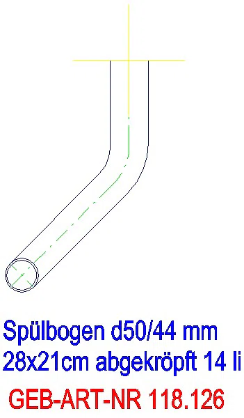 GE Spülbogen 90Gr 28x21 cm links gekröpft 14 cm weiß-alpin d50/44_118.126.11.1_A