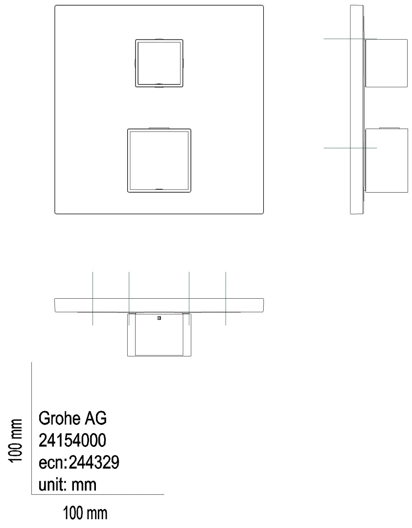 GROHE THM-Brausebatterie Grohtherm Cube 24154 FMS für 35604 hard graphite geb.