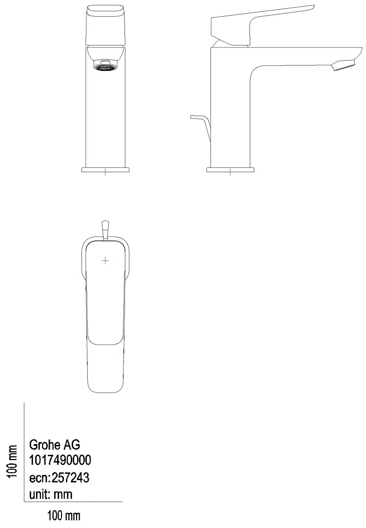 GROHE EH-Waschtischbatterie Cubeo 101749 M-Size Zugstangen-Ablaufgarn. matt black
