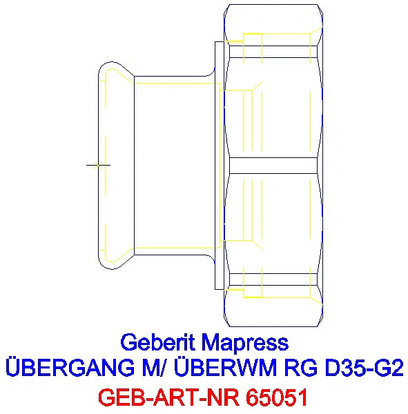 GE Mapress Kupfer Übergang mit Überwurfmutter Rg d35-G2_65051_G