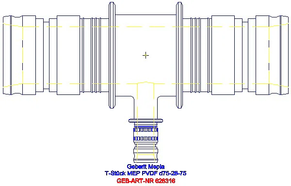 GE Mepla T-Stück reduziert PVDF d75-26-75_628.316.00.5_A