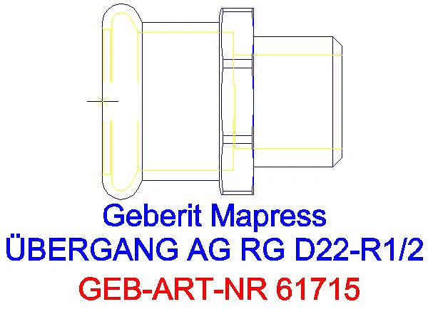 GE Mapress Kupfer Übergang mit AG Rg d22-R1/2_61715_A