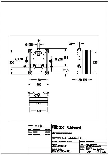 Rohbauset, F3, Systembox R3, duschen, Warm- und Kaltwasser, F3BX2001