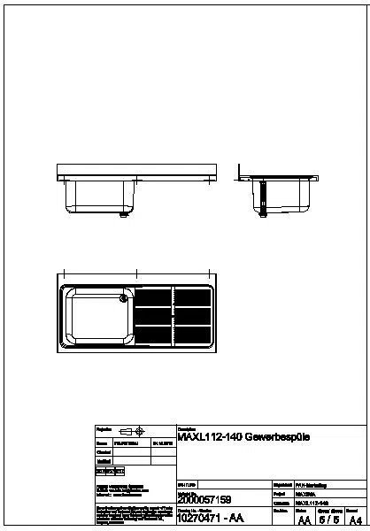Gewerbespüle, MAXIMA, Edelstahl, 1400x432x700 mm, Tropfteil rechts, MAXL112-140