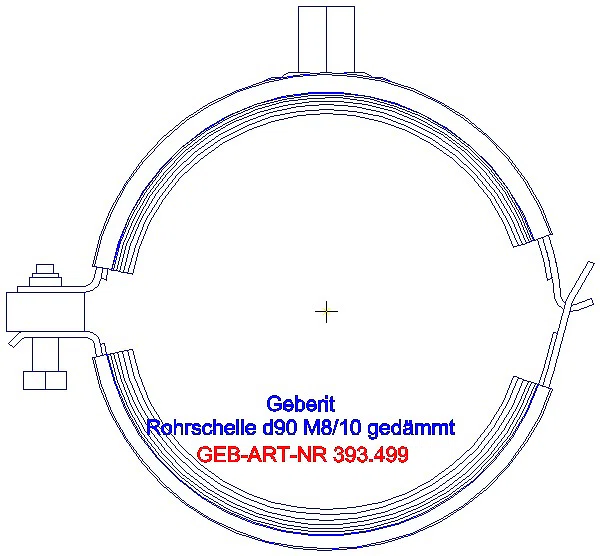 GE Rohrschelle d90 gedämmt mit Gewindemuffe M8 / M10_393.499.26.1_A
