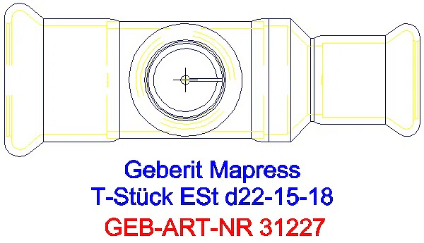 GE Mapress Edelstahl T-Stück reduziert d22-15-18_31227_G