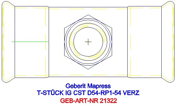 GE Mapress C-Stahl T-Stück mit IG d54-Rp1-54 verzinkt_21322_G
