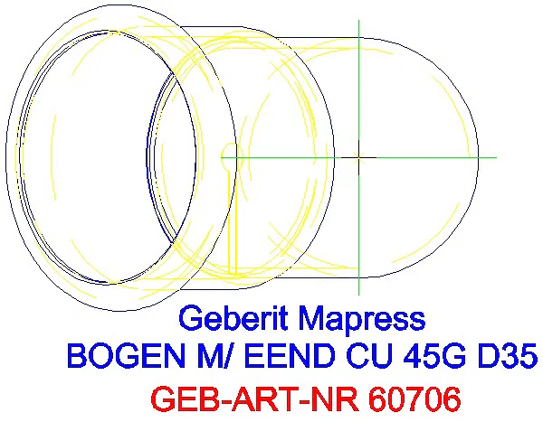 GE Mapress Kupfer Bogen 45Gr mit Einschubende d35_60706_G