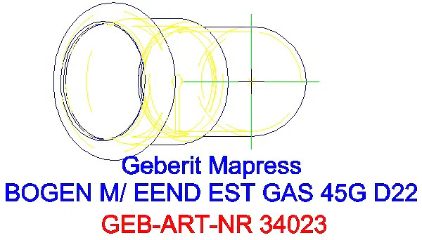 GE Mapress Edelstahl Bogen 45Gr d22 mit Einschubende (Gas)_34023_G