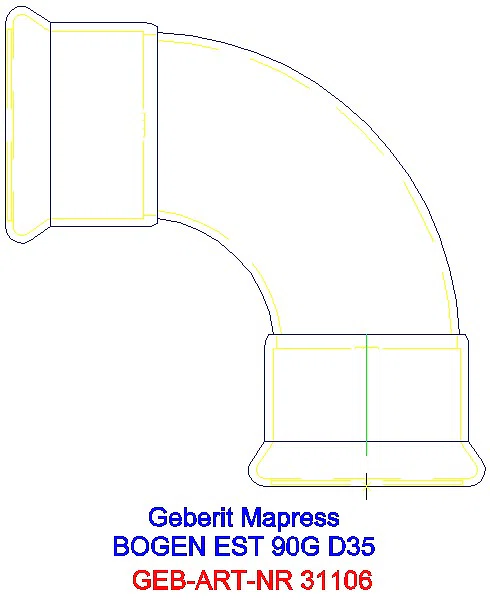 GE Mapress Edelstahl Bogen 90Gr d35_31106_A