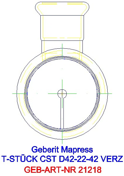 GE Mapress C-Stahl T-Stück reduziert d42-22-42 verzinkt_21218_L