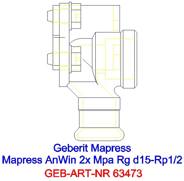 GE Mapress Kupfer Anschlusswinkel 90Gr vormontiert zweifach Rg d15-Rp1/2_63473_L