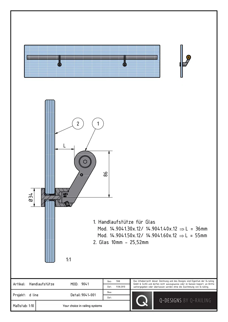 9041-001_d line_Handrail_Bracket_Glass_mount_DE