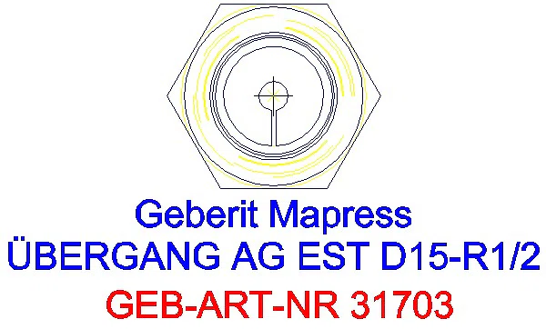GE Mapress Edelstahl Übergang mit AG d15-R1/2_31703_L