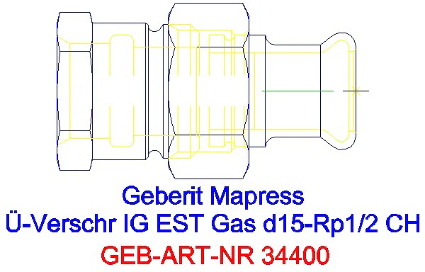 GE Mapress Edelstahl Übergangsverschr. mit IG (Gas) d15-Rp1/2_34400_A