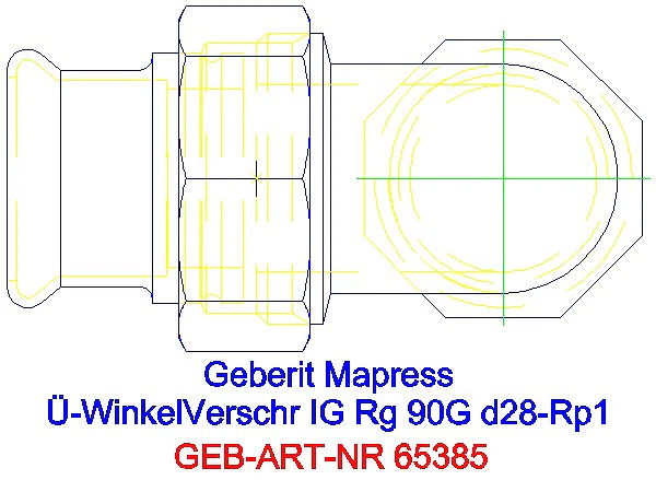 GE Mapress Kupfer Übergangswinkel- verschraubung 90Gr mit IG Rg d28-Rp1_65385_G