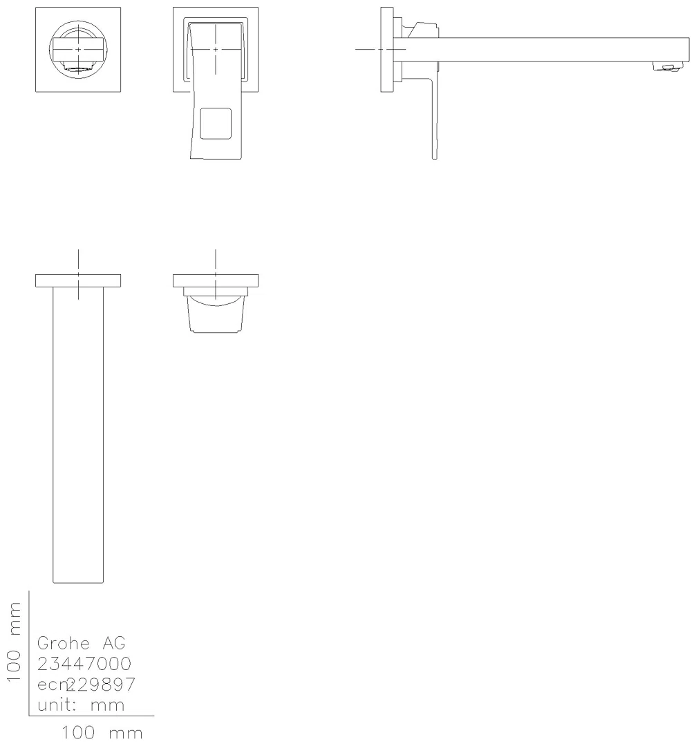 GROHE 2-Loch-WT-Wandbatterie Eurocube 23447 Fertigmontageset supersteel