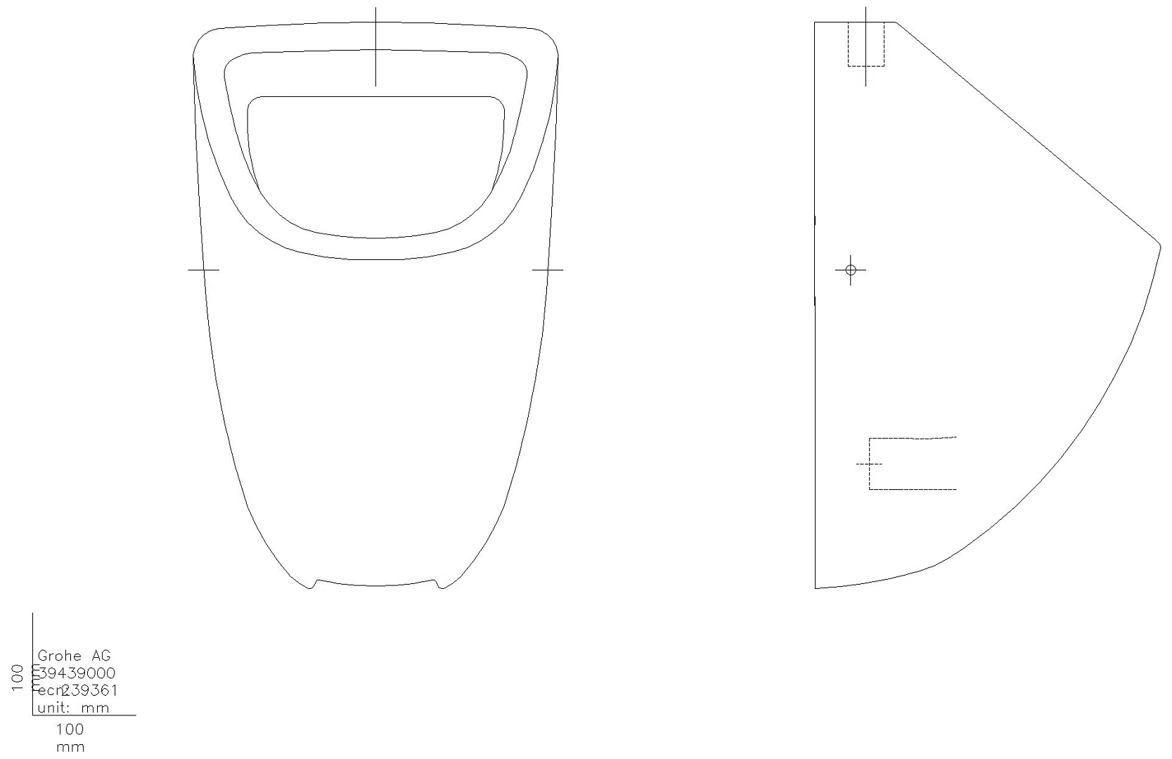 GROHE Urinal Bau Keramik 39439 Zulauf von oben alpinweiß