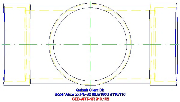 GE Silent-db20 Bogenabzweig 88,5Gr zweifach d110/110_310.102.14.1_G