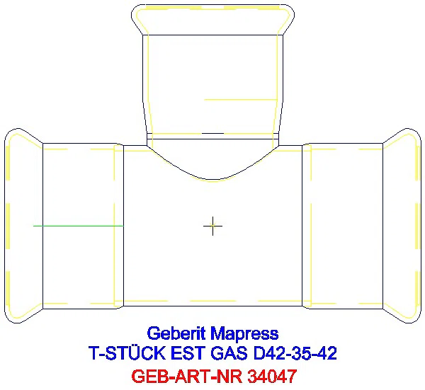 GE Mapress Edelstahl T-Stück reduziert (Gas) d42-35-42_34047_A