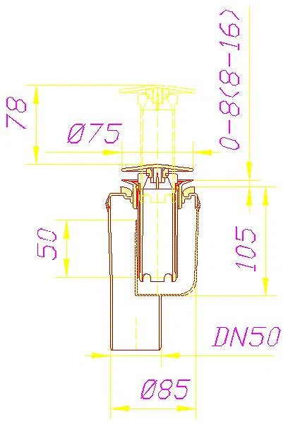 DALLMER Duschwannenablauf TELOS V, senkrecht, Haube verchromt, DN 50