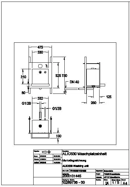 Waschplatzeinheit, All-in-one, Edst., 475x530x390 mm, UP, Wasser-Seife, ALIO330